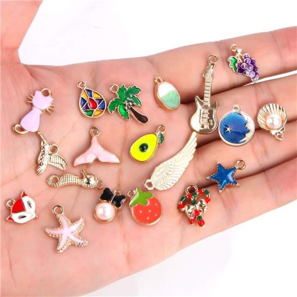 350Pcs Bracelet Charms Jewelry Making Charms Assorted Gold Plated Enamel - Picture 4 of 7